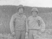 Jean Getten (R) with unknown (L) [Photo courtesy of Mike Getten, son of Jean Getten and nephew of Lynes Getten; both 634th TDBn soldiers]