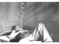 SGT Bradley getting some rest during C.Q. duty at Camp Claiborne, Louisiana.  [Photo courtesy of Mike Getten, son of Jean Getten and nephew of Lynes Getten; both 634th TDBn soldiers] : 634th TDBn, Tank Destroyers, Camp Claiborne, 151st FA, Minnesota National Guard