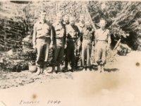 "France 1944  McClory, McCormick, Thatch, Piper, Wynne, King, Barnes"  [Photo courtesy of John McCormick, Jr.]
