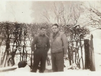 "Walsh on right" [Courtesy of Cpl Howard Skaggs, Co. A, 634th TD Bn.]
