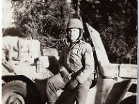 "Skaggs with his jeep" [Courtesy of Cpl Howard Skaggs, Co. A, 634th TD Bn.]