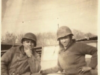 "Skaggs and Jim Jordan" [Courtesy of Cpl Howard Skaggs, Co. A, 634th TD Bn.]