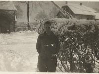 "Donald Bronko from Iowa in Buttenbach." [Courtesy of Cpl Howard Skaggs, Co. A, 634th TD Bn.]
