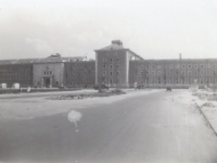 "Germany, Nuremburg - SS barracks"  - Photo courtesy of Kelsey and Megan Walsh, granddaughters of James Walsh (Co. A/HQ Co).