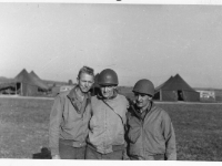 "Germany: Taken at the 603rd area. Two of my friends, Blondie Jyssen and Emil Galetich.. Steve O'Neill in middle."       Photo courtesy of Emil Galetich's daughters: Gail Longhenry and Debbie Grow.