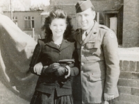B4.P4.I8  “Grumpy” Stanley Gemzala with his Molly. (Co. C, 634th TD Bn).  [Photo courtesy of Mike Getten, son of Jean Getten and nephew of Lynes Getten; both 634th TDBn soldiers] : Stanley Gemzala, Company C, 634th Tank Destroyer Battallion.