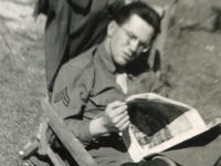 B4.P9.I26  Jean Getten, was Gunner of 3rd Platoon. He held his post throughout the War. May 1944. [Photo courtesy of Mike Getten, son of Jean Getten and nephew of Lynes Getten; both 634th TDBn soldiers] : Jean Getten, Company C, 634th Tank Destroyer Battallion, 20714436