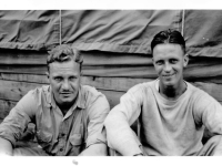 634th TDBn WWII-5  From left, "Gunga" Dean and "Salty" Borreson at Camp Claiborne, Louisiana.  [Photo courtesy of Mike Getten, son of Jean Getten and nephew of Lynes Getten; both 634th TDBn soldiers] : 634th TDBn, 634th TDBn, 634th TDBn, 634th TDBn, 634th TDBn, 634th TDBn, 634th TDBn, 634th TDBn, 634th TDBn