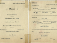 Menu for troop ship dining (probably aboard the RMS Samaria). The 634th TD Bn. arrived Liverpool, England on 8 Jan 1944 and debarked the ship the following day to travel by train to southern England.  - Photo courtesy of Jay Olson, son of Maj Errol B. Olson