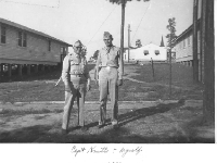"Capt Knotts & myself. Knotts has Co "C" now. Looks as tho I haven't lost any weight Huh? - Photo courtesy of Jay Olson, son of Maj Errol B. Olson